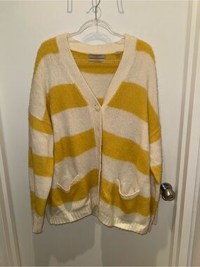 All Saints Yellow & Cream Striped Button-Front Cardigan